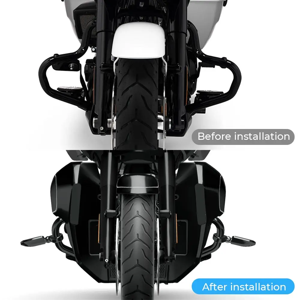 Motorcycle Black Engine Guard/1 Set Fairing Lowers+1 Pair Fairing Supports Kit For Harley CVO Street Glide Limited FLHXLSE 2026