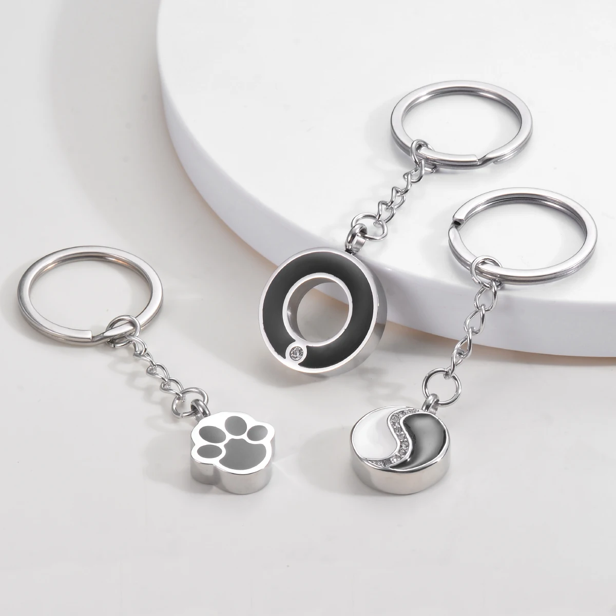 Memorial Pendant Pet Cat Dog Paw Stainless Steel Cremation Keepsake for Ashes Urn Keychain Wholesale Waterproof Jewelry