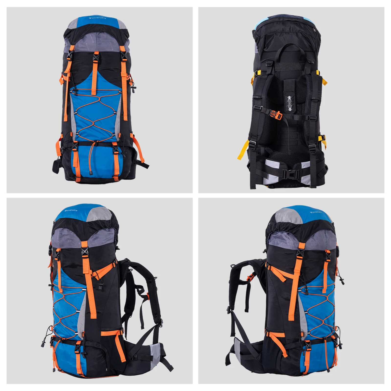 CITYSPORTS PRO Wanderrucksack, Faltbarer Reiserucksack, Trekkingrucksack, 60L (55 + 5), Outdoor-Sport-Reise-Tagesrucksack mit Regenschutz – Detail 5