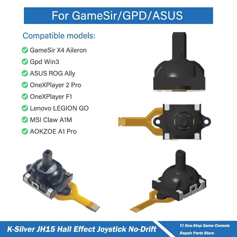 2 szt. K-Silver JH15 Joystick z efektem Halla do Asus ROG Ally, zamiennik analogowego joysticka 3D do GPD Win3, drążek sterujący do GameSir — zdjęcie produktu 7