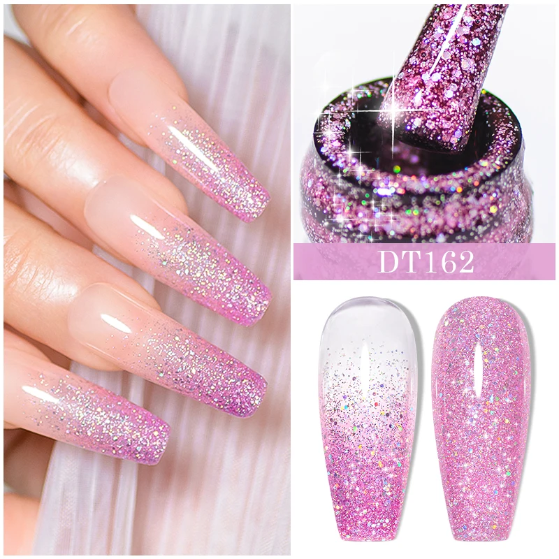 Vernis à ongles Gel à paillettes, Laser scintillant, Semi-Permanent, à tremper, pour décoration des ongles, fournitures pour ongles, 1/3 pièces