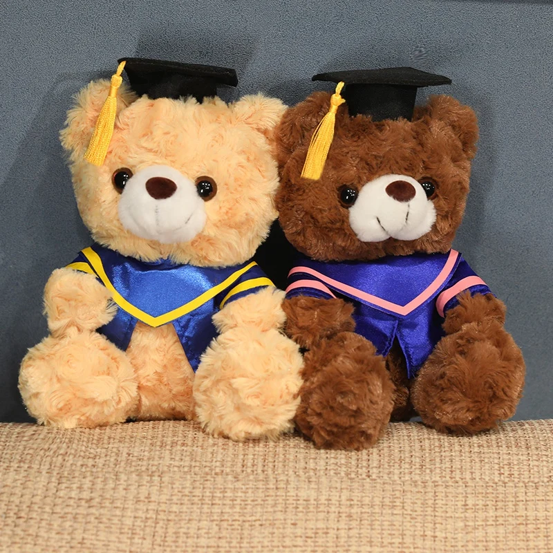 Kawaii Dr.Teddy Bear Plush Toy Cute Stuffed Animals Lovely Bears Cosplay Doctorial Hat Plush Doll Graduation Ceremony Gift Decor