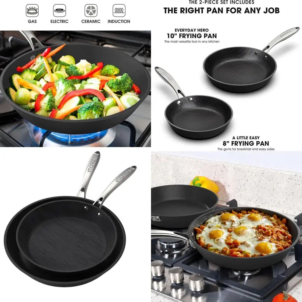

8 & 10 Inch Nonstick Frying Pan Set with Stainless Steel Handle, Dishwasher Safe, Ideal Gift