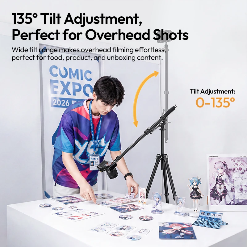 Ulanzi TH09 多用途ブームアーム 1.34M 5KG耐荷重 三脚 デュアルロック