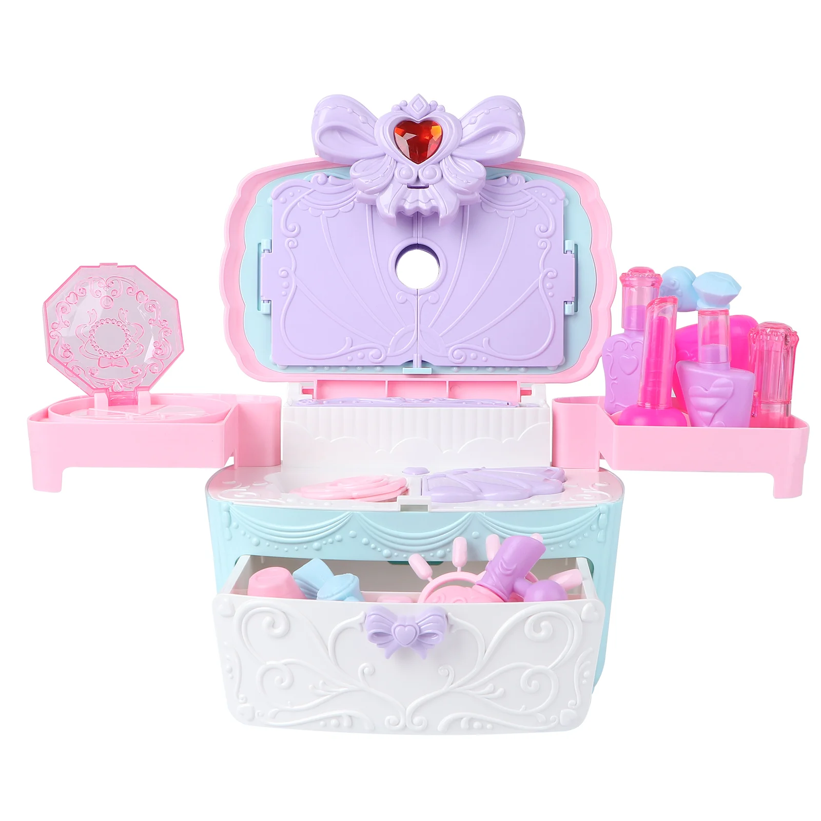 Valise à jouets avec musique pour filles, sac à cosmétiques pour enfants, plastique coloré, lumière pour bébé