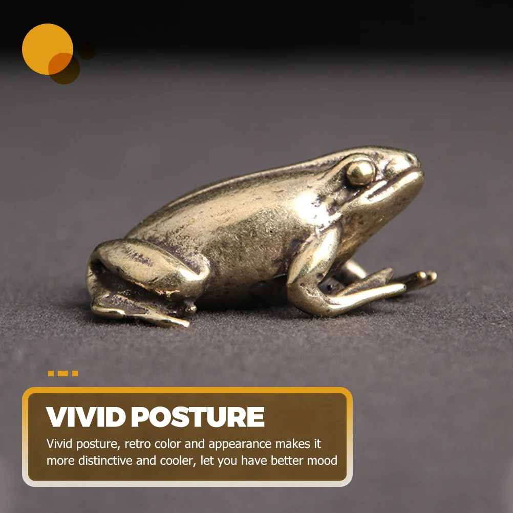 

Compact Copper Frog Ornament Small Lifelike Animal Decoration for Home Office Shelf Desktop Frog Ornament Animal Statue