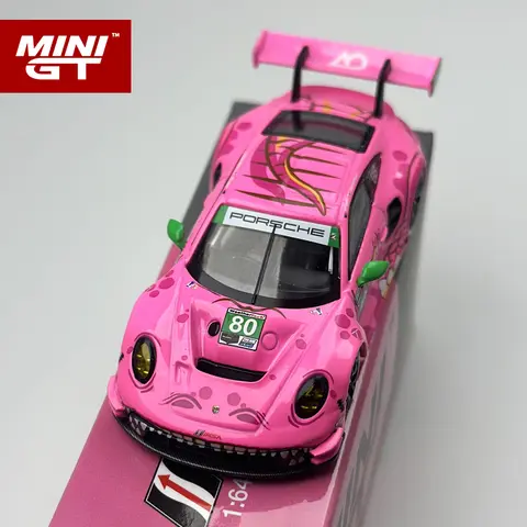 MINIGT 1:64 Porsche 911 GT3 R #80 AO Racing 2023 IMSA VIRginia Roxy Rosa legeringsbil Modell 872 6 best sales rosa Porsche-leksak - №2
