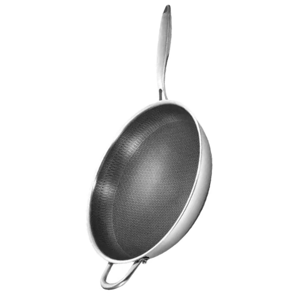 

Stainless Steel Wok Pan for Gas Stove Skillet Honeycomb Portable Fry Restaurant Frying Electric Furnace