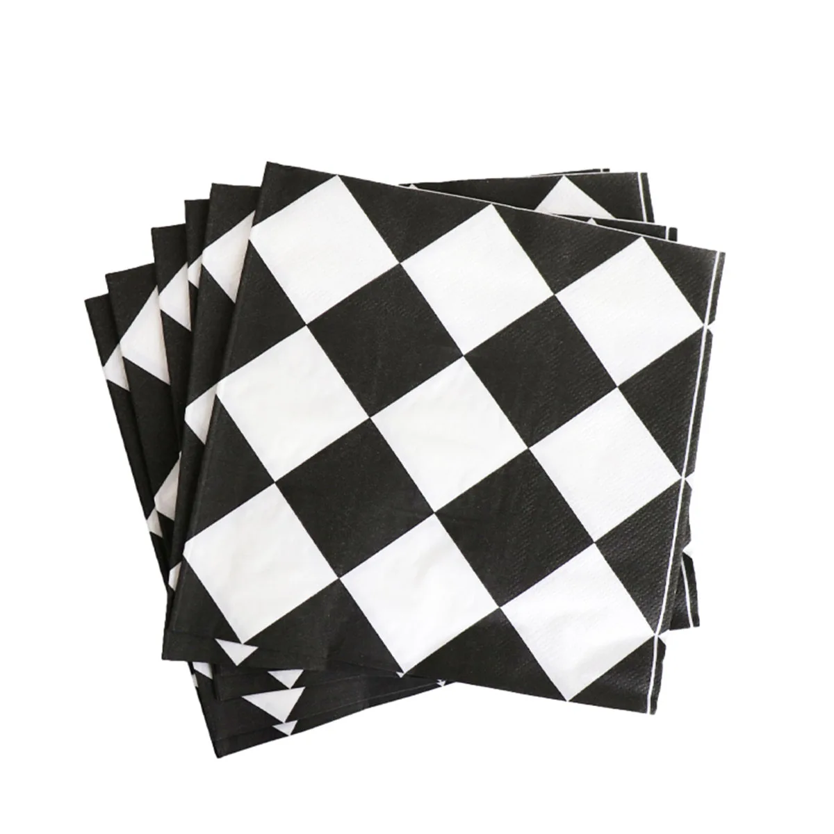 Black and white checkerboard Theme Birthday Party Decorations Disposable Tableware Set Paper Plates Napkins Cups