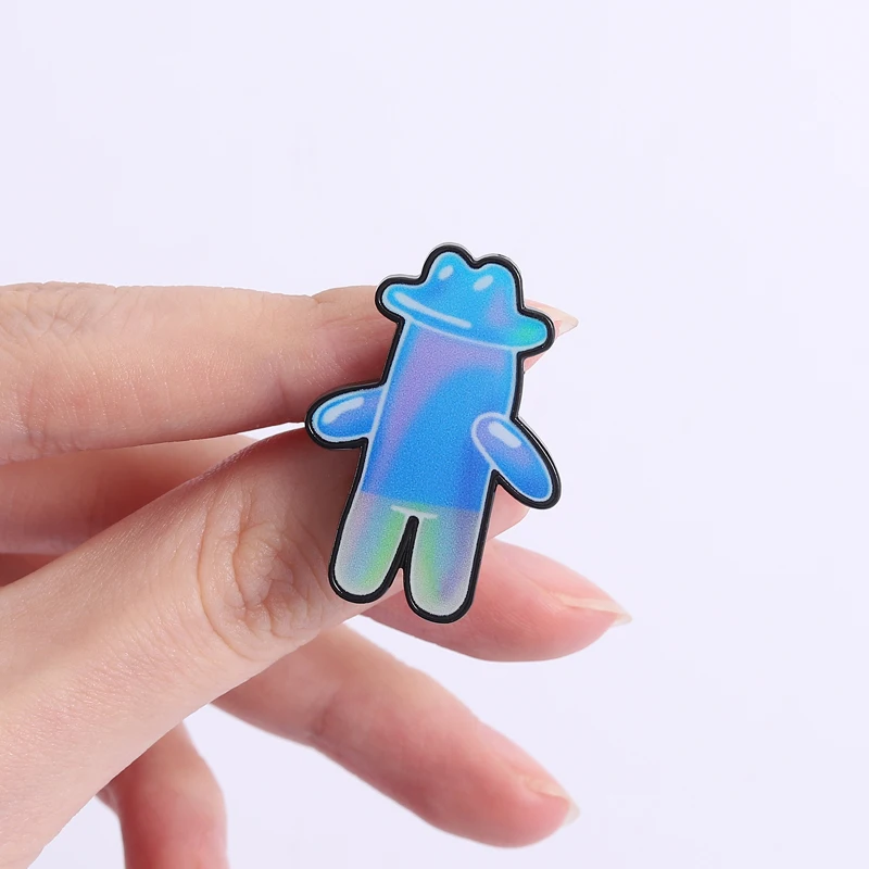 Bubble Man UV Printing Pins Cowboy Hat Brooches Lapel Badges Cartoon TV Series Character Jewelry Gift for Kids Friends image 4