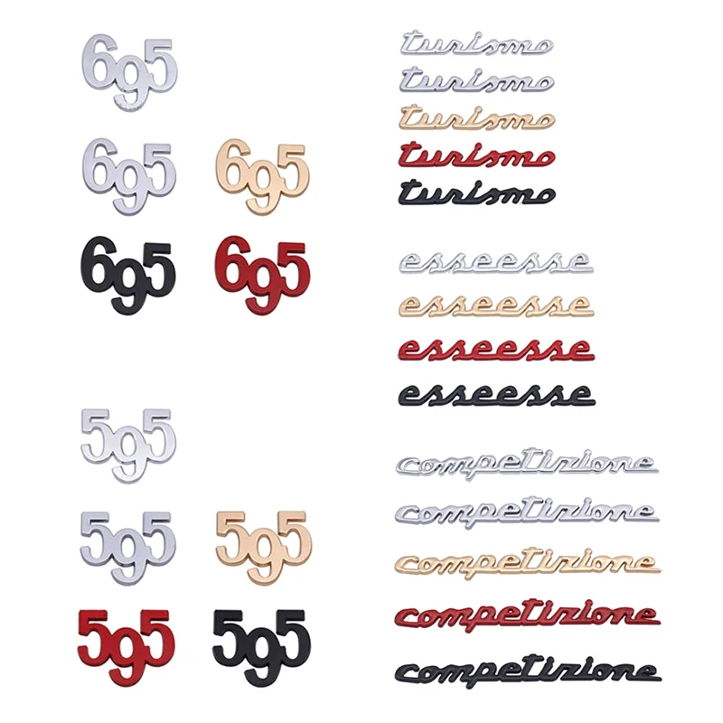 

3D Metal 595 695 Tunismo Esseesse Competizione Badge Logo Rear Trunk Emblem Decal Car Body Decoration Stickers Auto Accessories