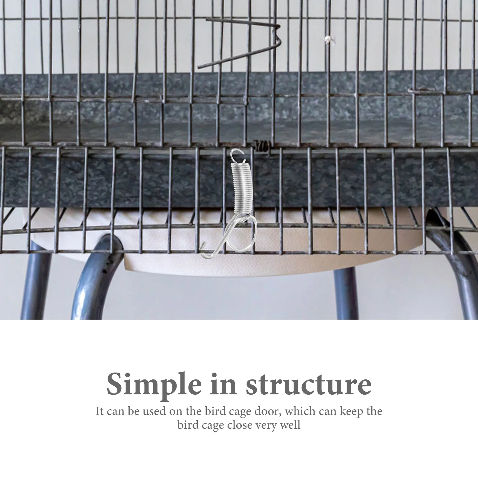 10 PCS Rabbit Cage Door Spring Hook Hanger Belt Bird Feeder Fixed Utensil Parrot Shelf