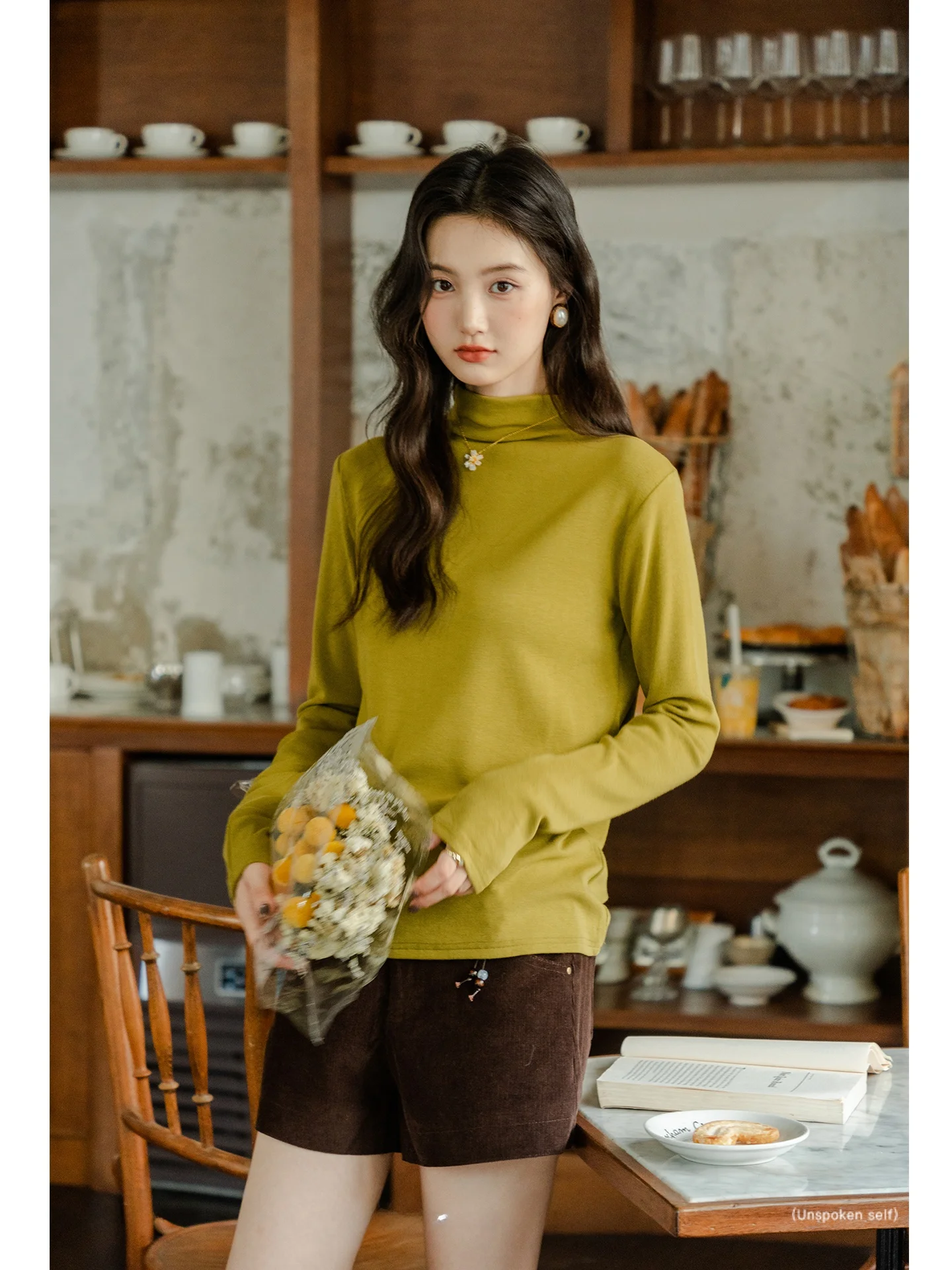 

Женская базовая футболка с высоким воротником и длинным рукавом на флисовой подкладке, черная, осенне-зимняя, из смесового хлопка, приталенная