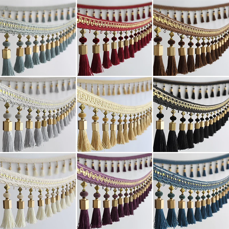 Tassel Fringe Trim Cotton Rayon with Beads for Curtain Sewing Wedding Home Decor Tablecloth Upholstery DIY Craft Ribbon