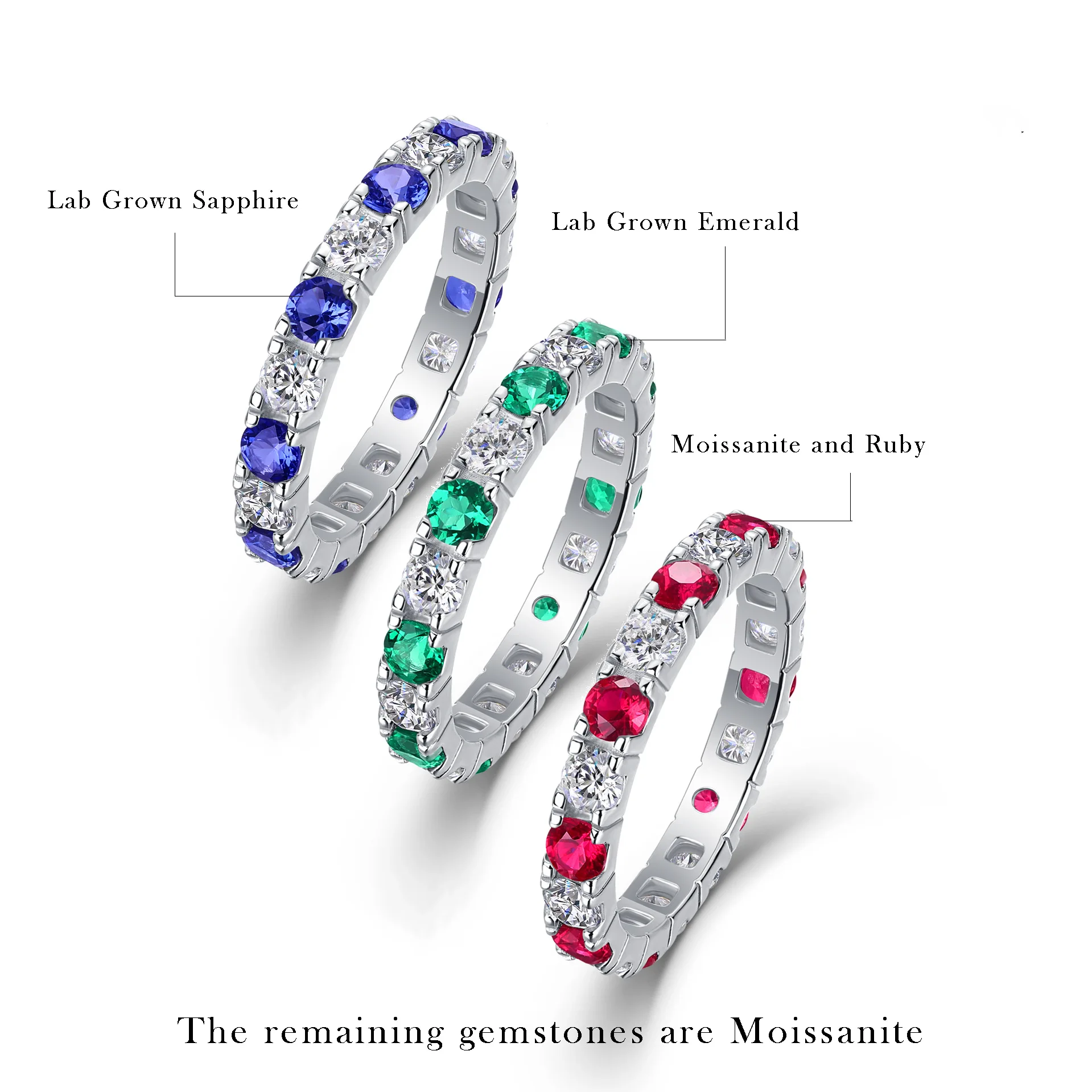 S925 silver moissanite ring, emerald ring, ruby and sapphire cross-border hot sale, new Panyu jewelry wholesale