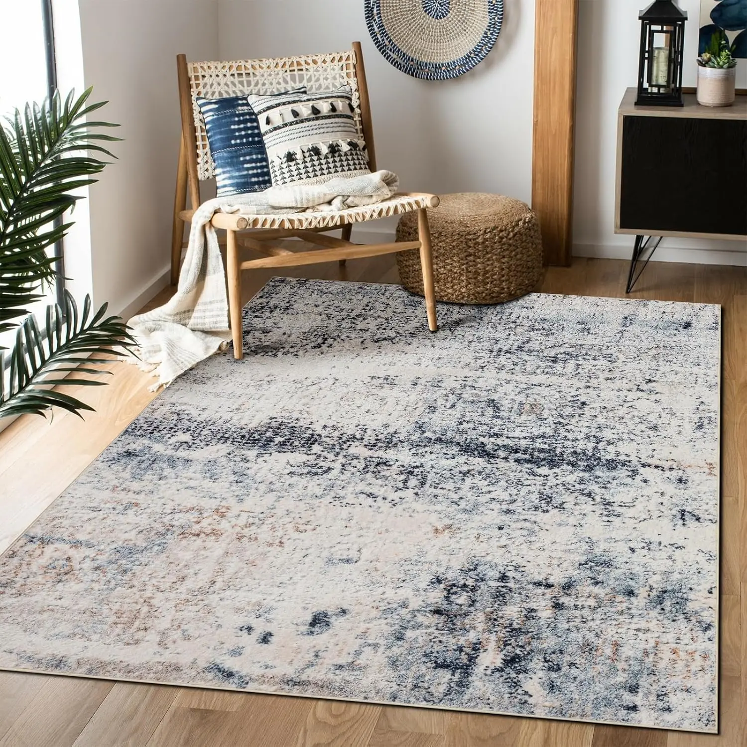 , Alfombra bohemia vintage, pila baja ultrasuave, lavable, antideslizante, alfombra impresa resistente a las manchas para salas de estar y dormitorios P