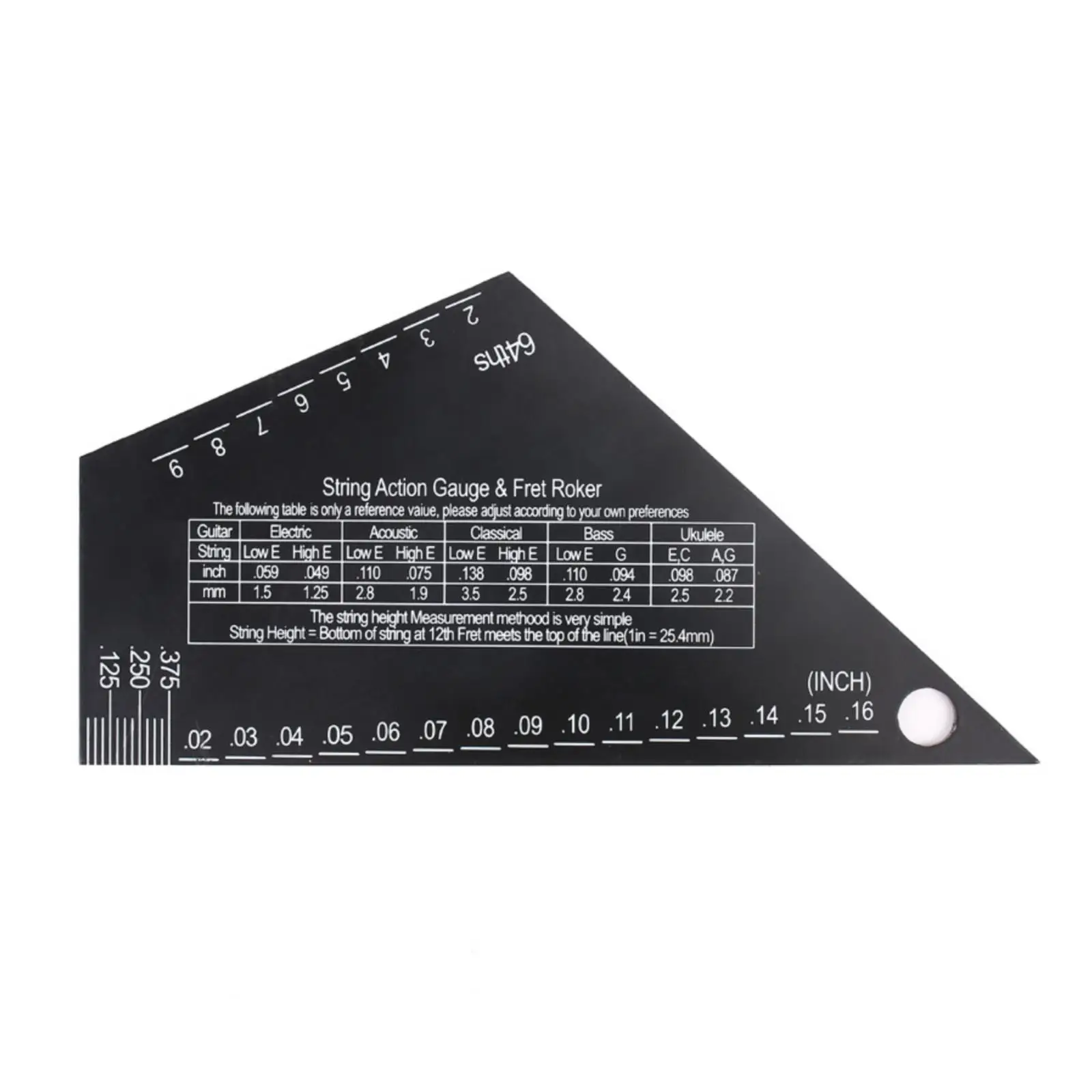 Guitar String Action Gauge Stainless Steel Fret Rocker with Measurement Markings String Action Gauge Triangular for Luthiers