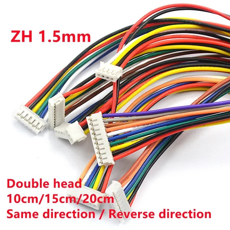 5Pcs ZH1.5 2-10 Pin Double Head Terminal Cable 1.5mm Pitch Same/Reverse Direction Wire 10/15/20cm