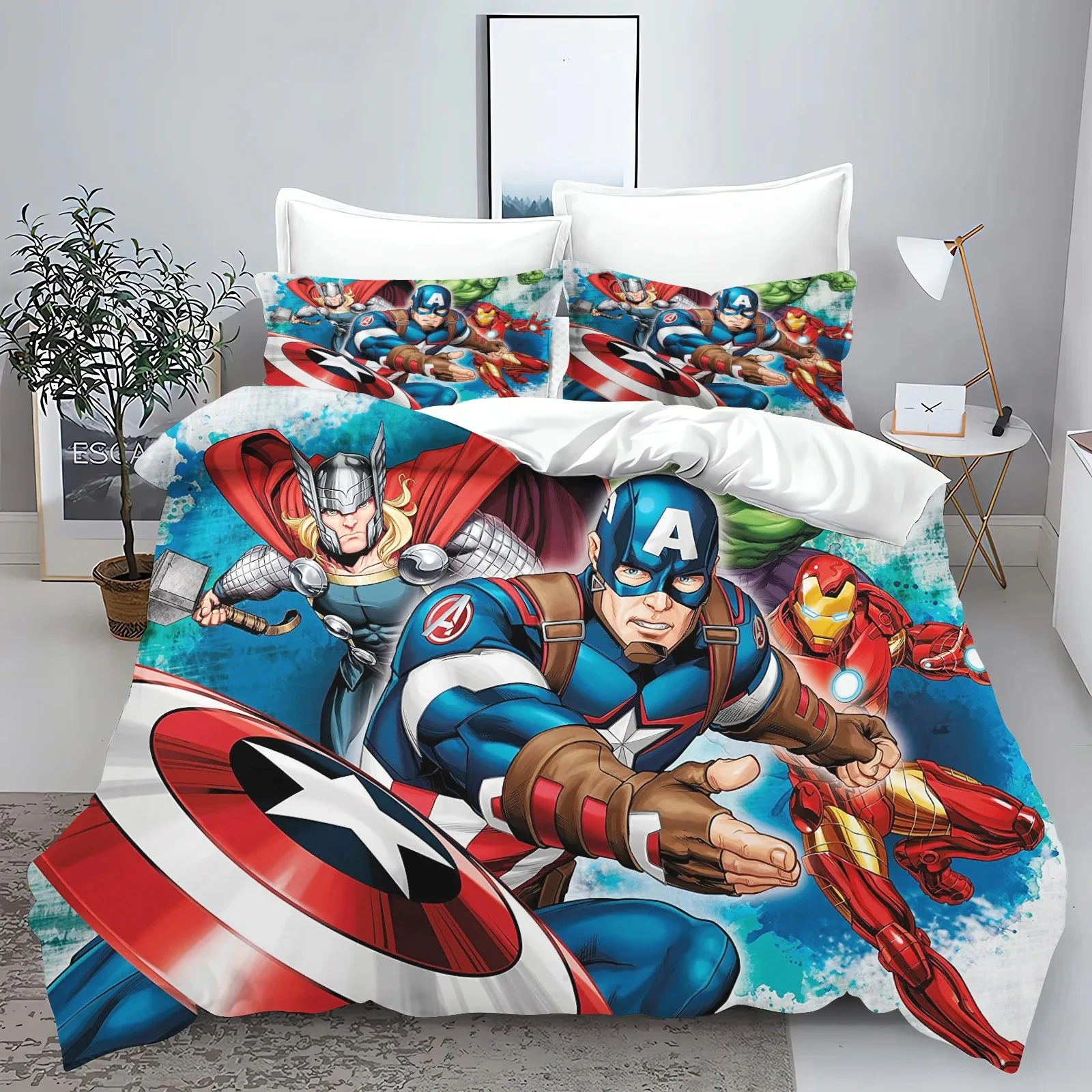 The Avengers Hero Duvet Cover Pillowcase Bedding Set Adult Boy Girl Bedroom Decoration Children Single Double Large Size