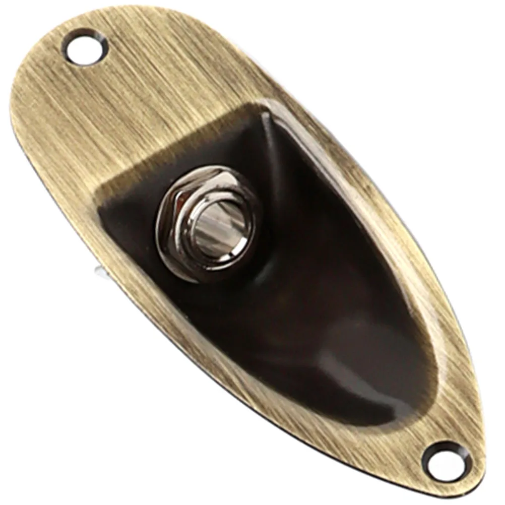 

Electric Guitar Input Jack Plate Boat Shape Metal Cover for Guitar Parts Replacement Sturdy Jack Socket Repair Accessory Kit