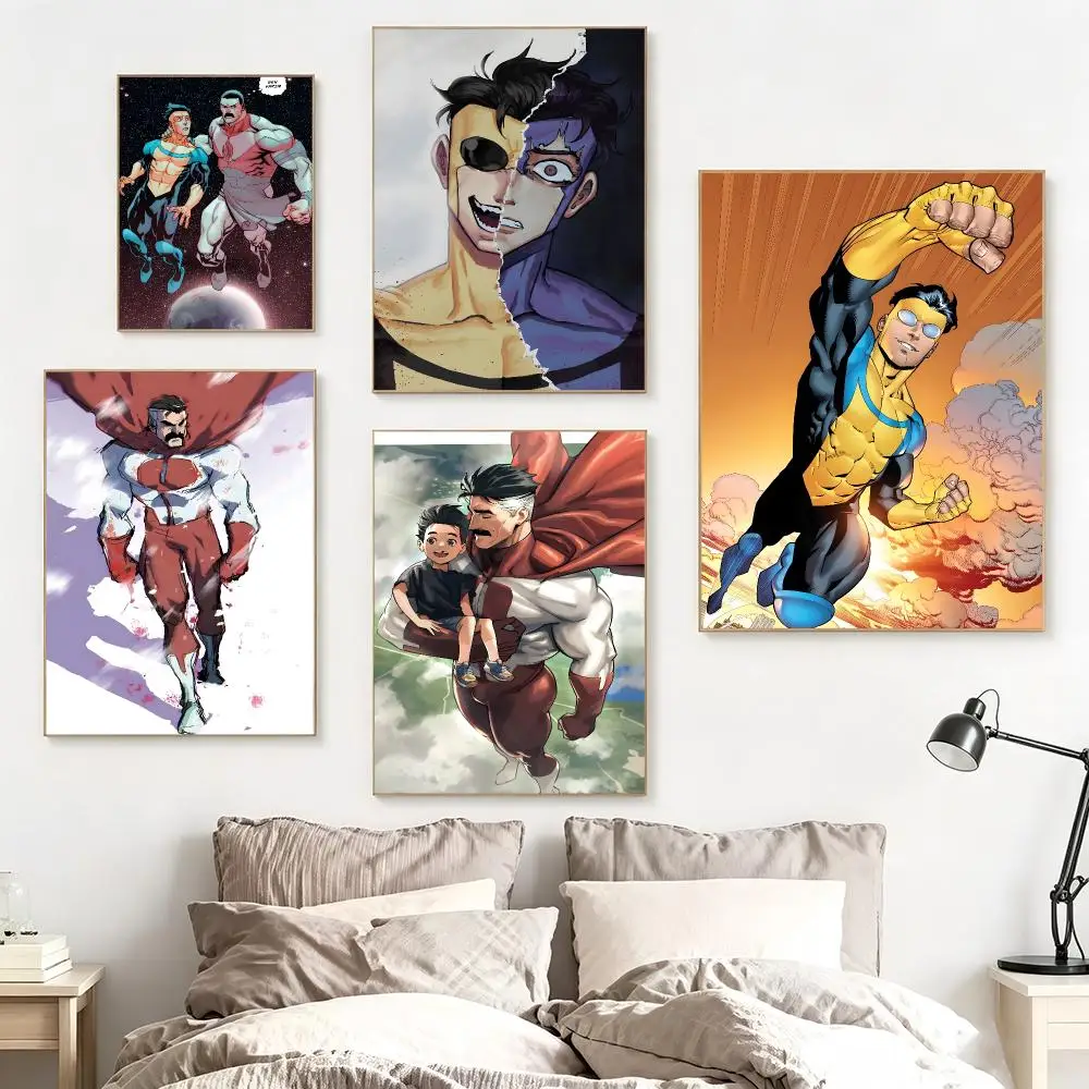 Superhero Cartoon I-Invincible Poster impermeable para el hogar sala de estar dormitorio bar decoracion estetica