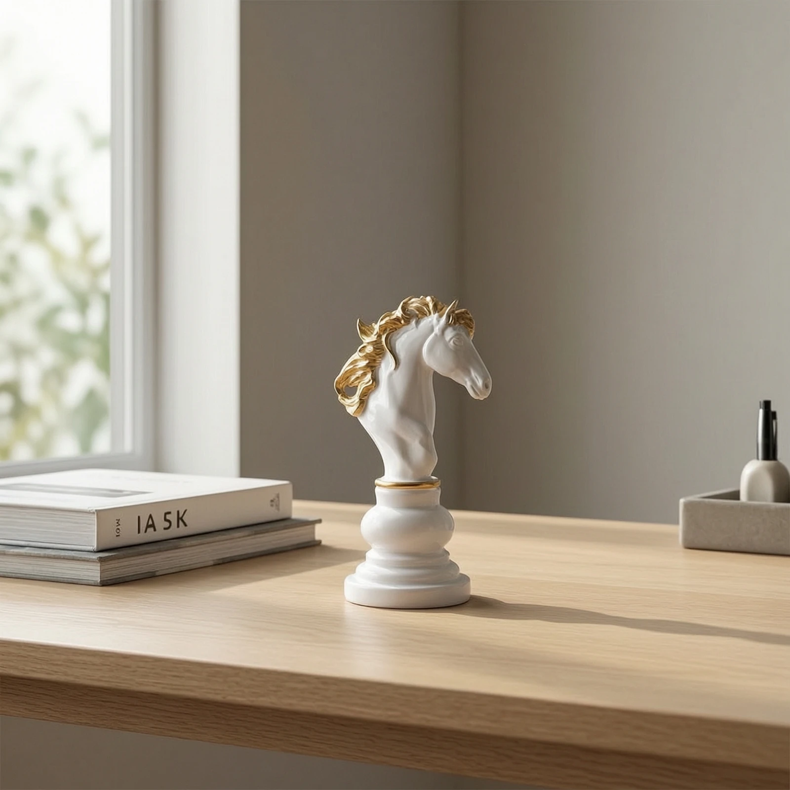 Chess Knight Figurine Tabletop Chess Knight Sculpture Horse Head Sculpture Decorative Ornament Sophisticated for Collectors