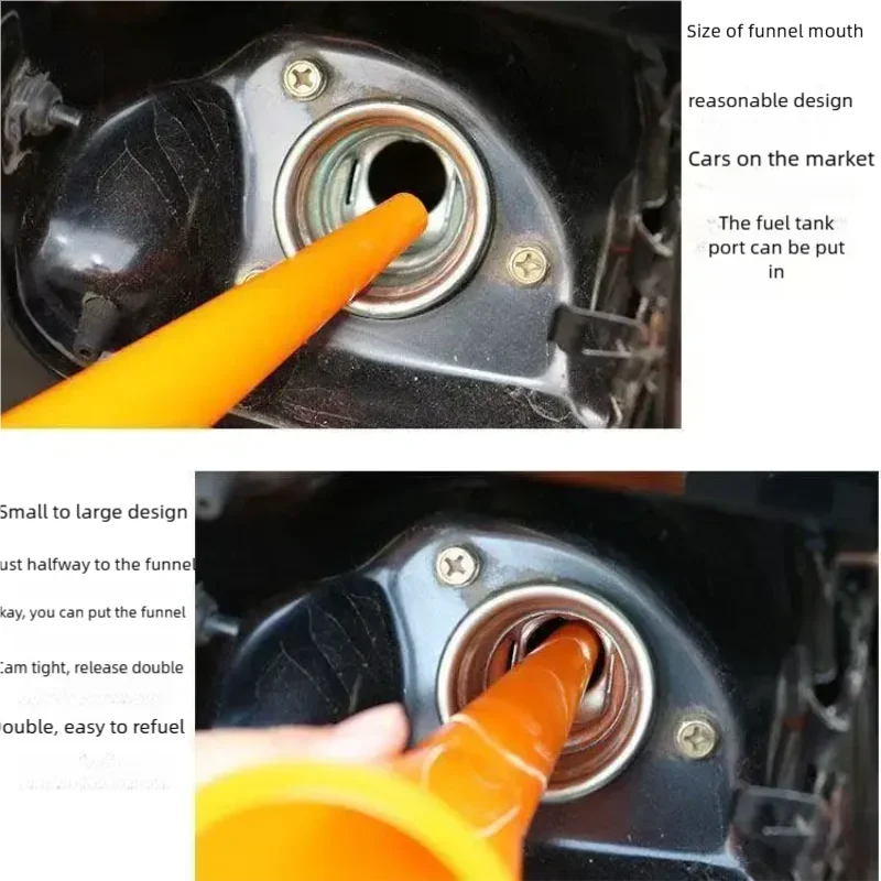 2PCS Hands-Free Long-Mouth Refueling Funnel Set for Automobiles & Motorcycles Plastic Funnel for Gasoline Engine Oil&Fuel Filter