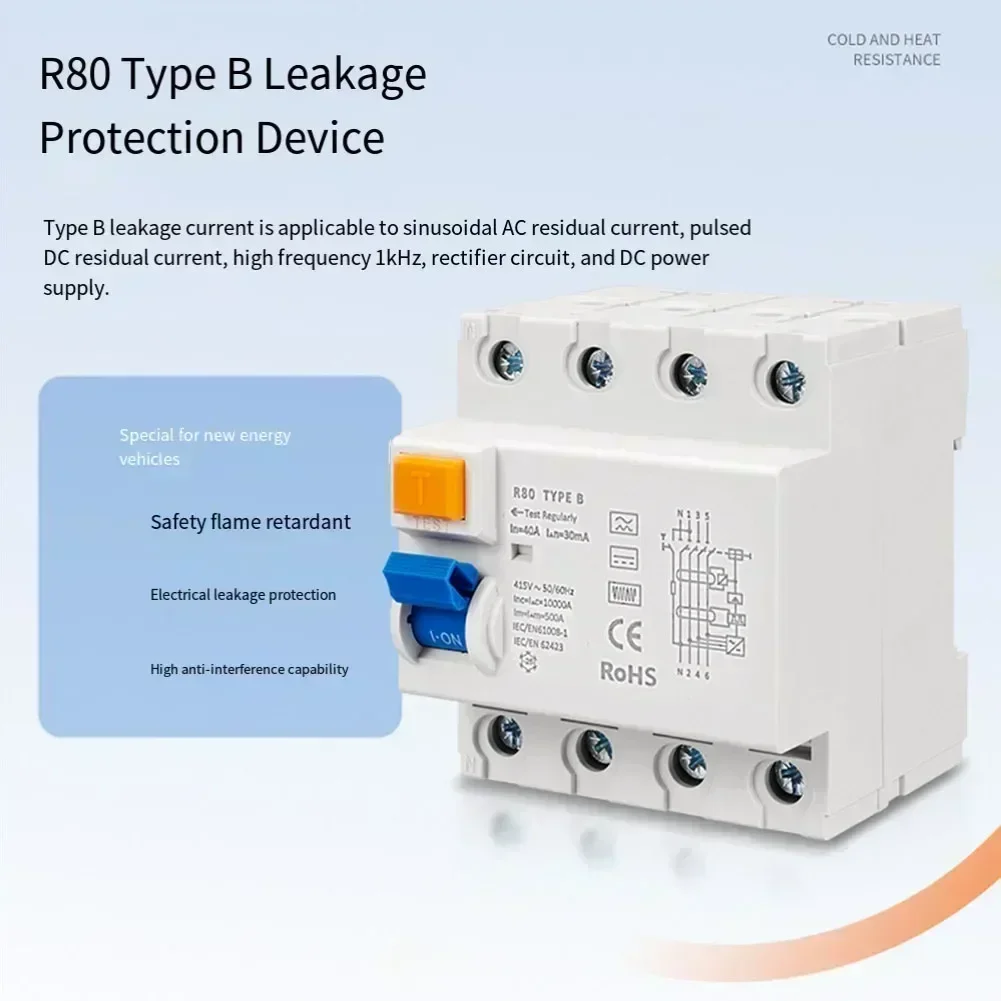 

1 PC RCBO Series Type B RCD 40A 30mA Leakage Protection Overload & Short Circuit Protection For Solar PV And EV Chargers