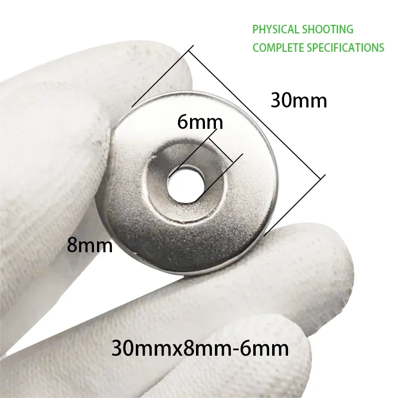 1/2/5/10Pcs 30x8-6mm Round Strong Magnets with 5mm Hole Disc Countersunk Fridge Magnet Search Neodymium Magnets Magnetic Sheet