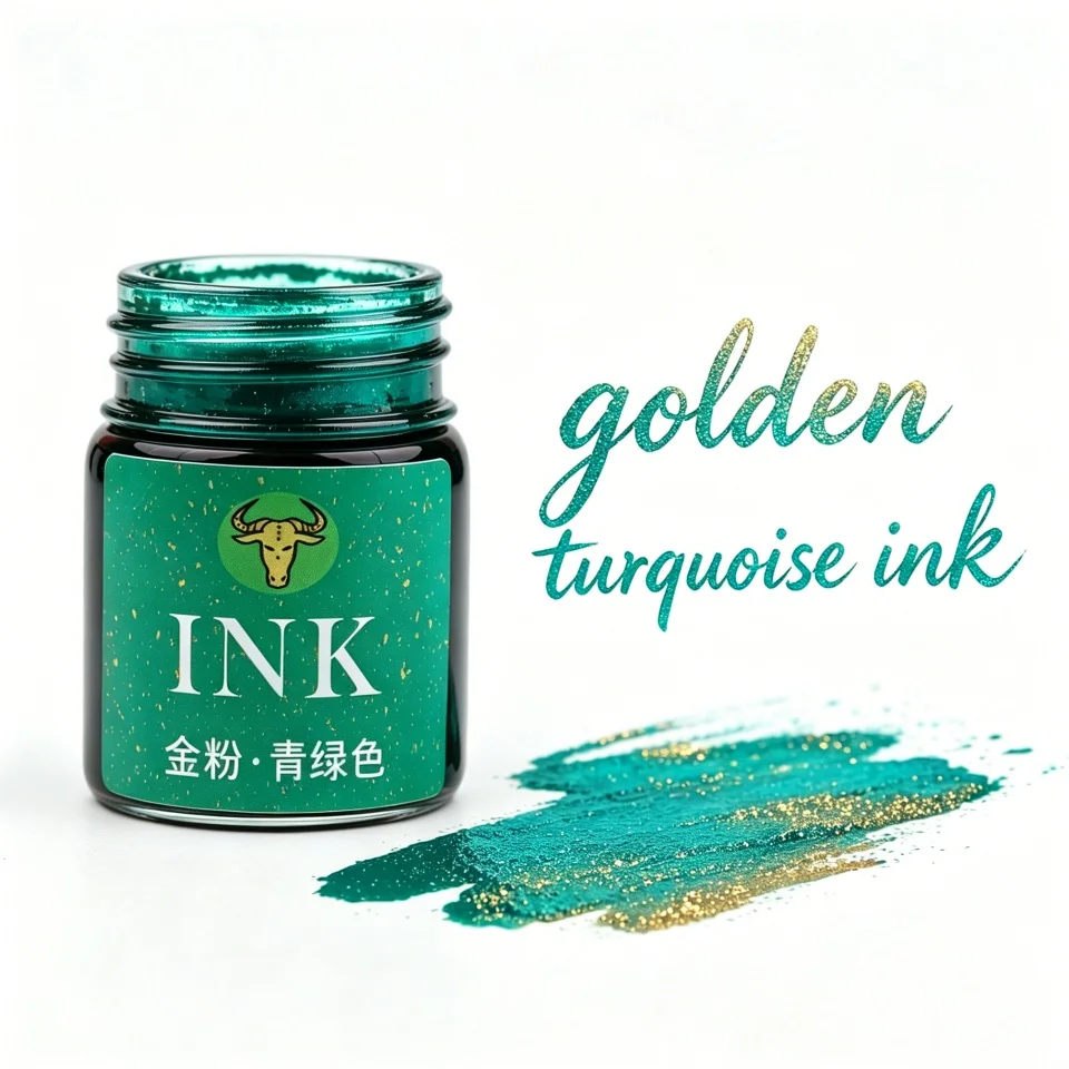 Goldene Pulverfarbene Füllfederhaltertinte 15ml Sternenhimmel-Glitzerpulver zum Färben, Malen, Kalligraphie-Übungen, Farbige Tinte – Detail 26