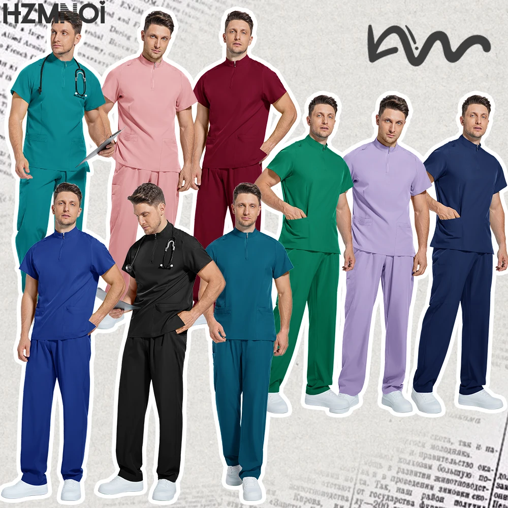 Surgical Uniforms  Hospital Accessories Nurse Short Sleeved Shirt Straight Pants Set Medical Beauty Pet Clinic Man Work Clothes
