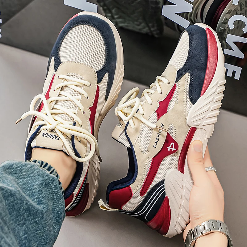 New Style Men Running Shoes Jogging Trekking Sneakers Lace Up Athletic Shoes Comfortable Light Soft Shoes