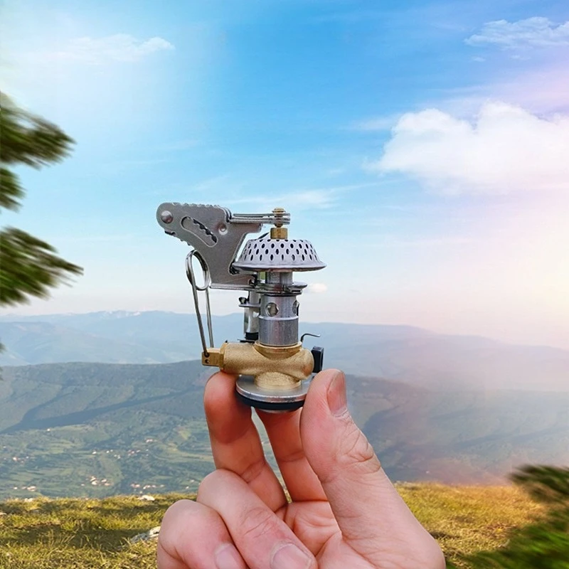 المحمولة في الهواء الطلق الفولاذ المقاوم للصدأ موقد صغير رئيس التخييم نزهة طوي مواقد خفيفة الوزن رئيس السفر مخيم موقد الملحقات #1