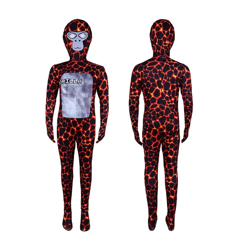 Gorilla Tag Lava Monke Cosplay für Kind Kinder Weihnachten Karneval Party Tier Affe Leopardenmuster Overalls Halloween Kostüm;