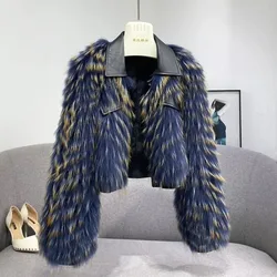 New Women's Dress Imitation Raccoon Hair Woven Fur Coat Autumn Winter cold Warm Jacket Coat High-Grade Female Fur One Fur Coats