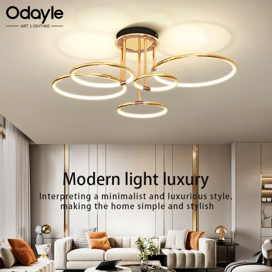 

Circular LED Chandelier Minimalist Electroplating Creative Lighting Living Room Exhibition Hall Restaurant Lighting Fixtures