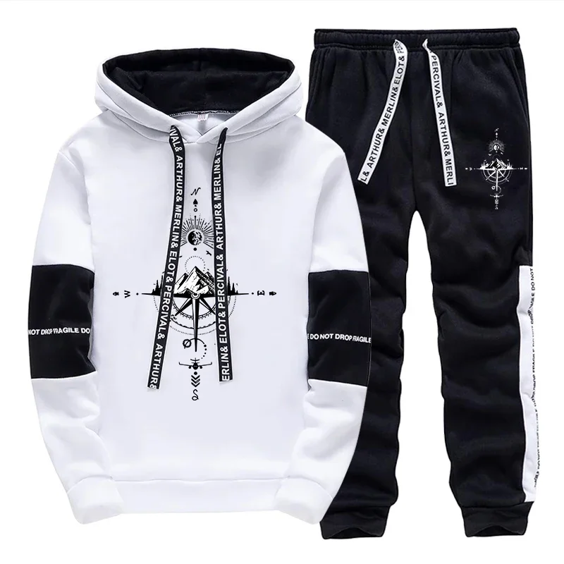 Running Mens Tracksuit Print Casual Sweatshirts Sportswear Outdoors Sports Jogging Mens Clothing Single Piece Hoodie Pants 2025
