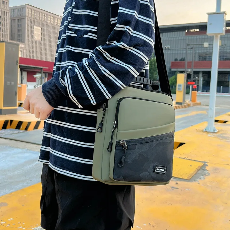 

Men's casual business briefcase, waterproof nylon handbag, multi-layer pockets, single-shoulder crossbody travel bag