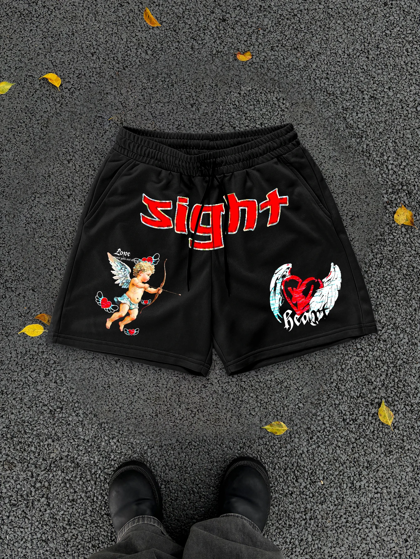 

Men's Angel&Heart Pattern Casual and Sporty Style Shorts Comfortable Lightweight for Summer Outdoor Activities