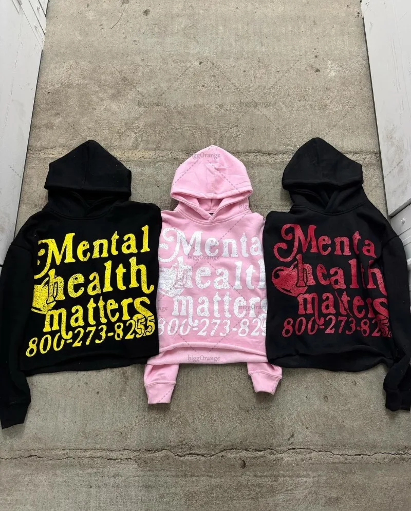 American High Street Trendy Streetwear Harajuku Retro Letter Print Colorful Hoodie Men Hip Hop Casual Oversized Sweatshirt Women