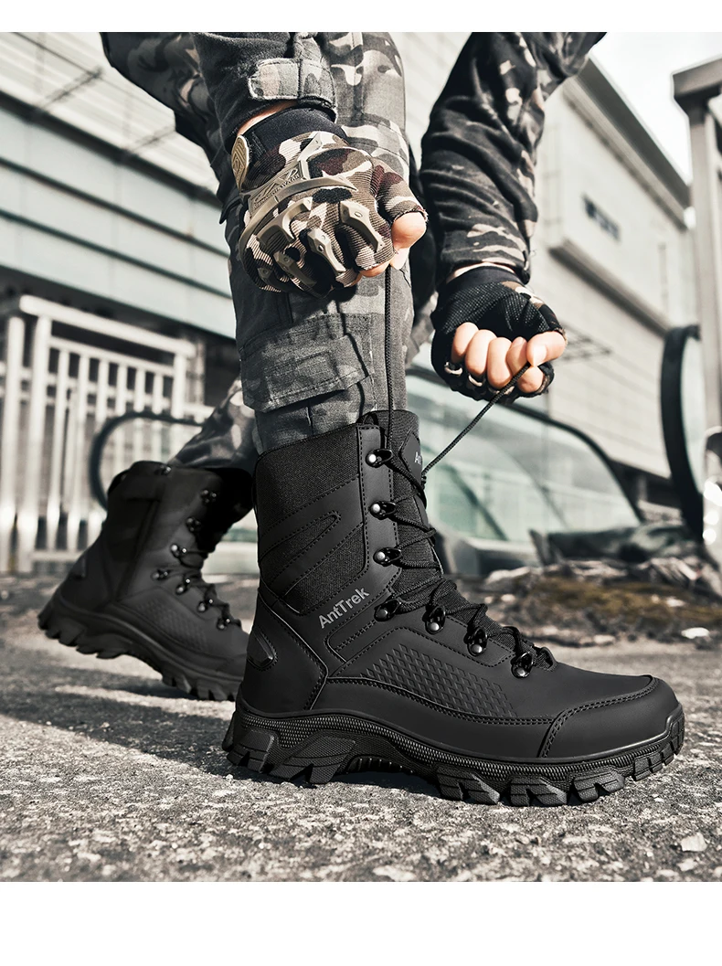 Wilde Trainingsstiefel für Herren, vier Jahreszeiten, rutschfeste, wasserdichte Outdoor-Stiefel, modische Komfort-Dschungel-Wandersneaker-Stiefel – Detail 14