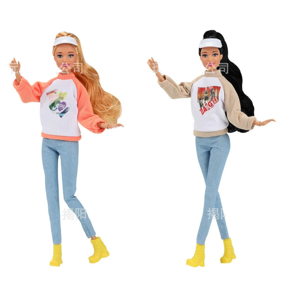 30cm Fashion BABI Princess Doll Toys 1/6 BJD Doll Joints Movable Student Era Casual Top + Pant Set Dress Up Play House Toy Gift