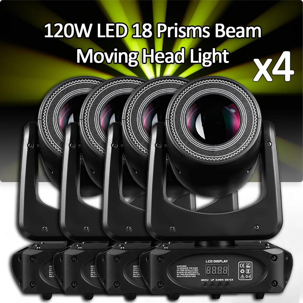 Haz de luz LED con cabezal móvil, foco de 120W y 100W con 18 prismas, controlador DMX para Club, KTV, proyector de discoteca, iluminación de fiesta de DJ, 4 unidades por lote