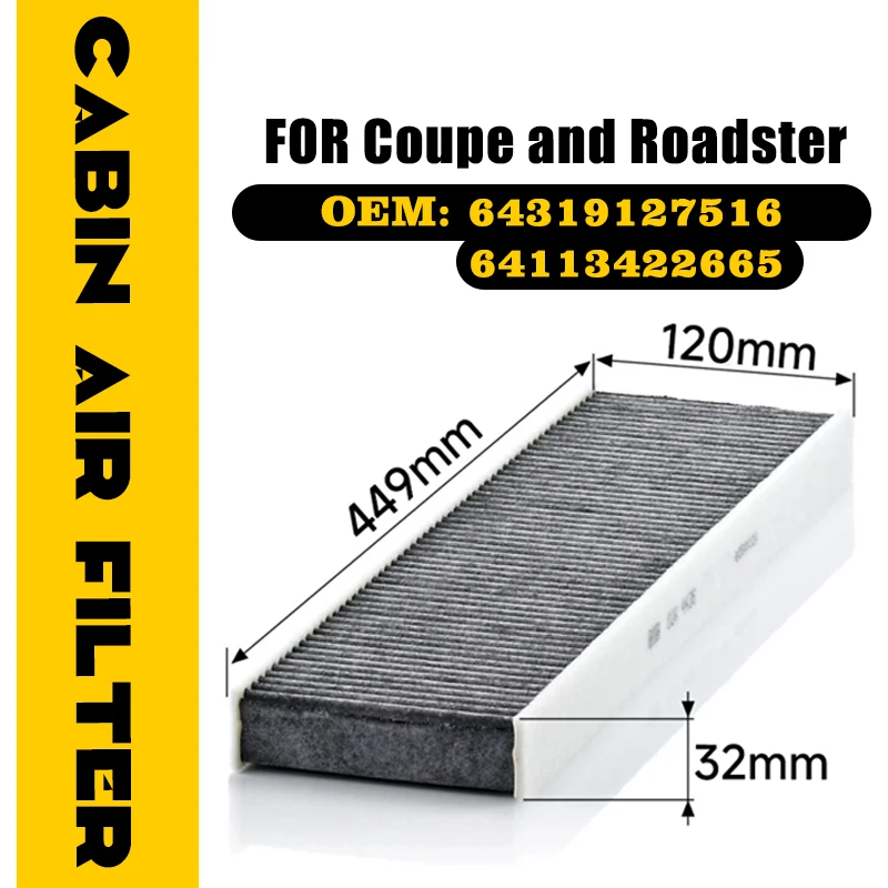 

Carbon Air Filters For Mini Coupe and Roadster R58 R59 2012 2013 2014 2015 OE Numbers 64319127516 Filter Effectively Accessories