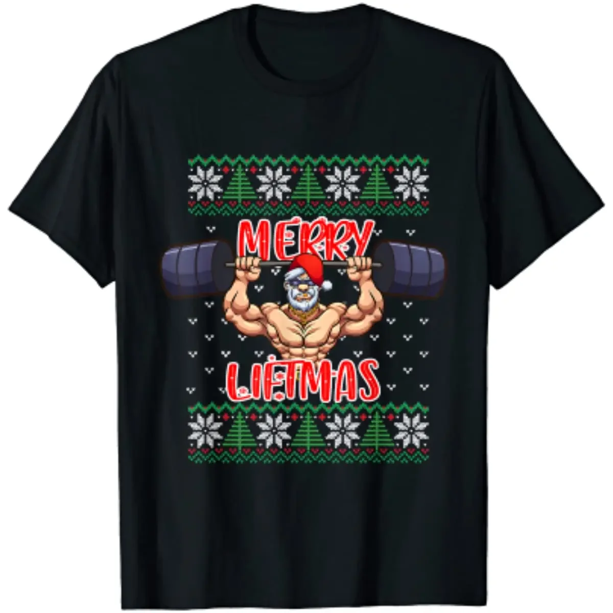 Merry Liftmas Ugly Christmas Sweater Santa Claus Gym Workout Men T-Shirt Short Sleeve Casual Summer Boys T-Shirts