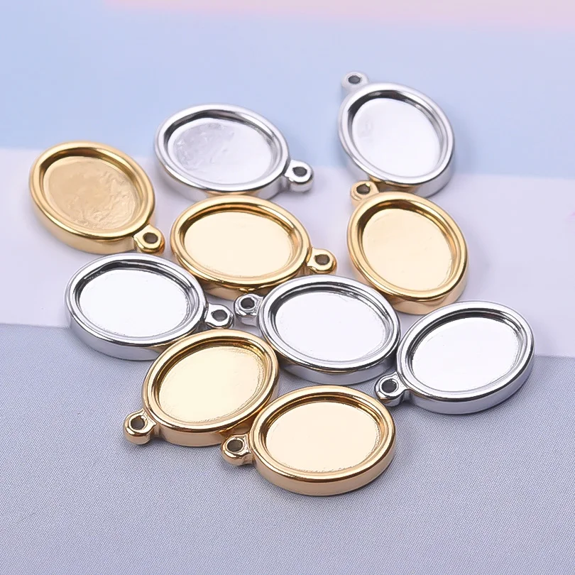 5 teile/los Edelstahl Runde Oval Herzförmige Tablett Anhänger Basis Einstellungen Charms DIY Schmuck Machen Liefert Halskette Ohrring – Detail 20