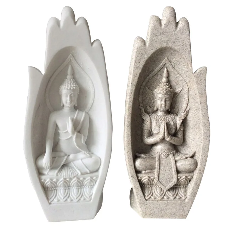 2Pcs Buddha Statue Hands Sculptures Monk Figurine Tathagata India Yoga Fengshui Home Decoration Accessories