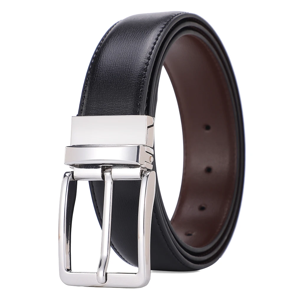 Reversible Pin Buckle Men's Belts Real Leather Male Belt for Man High Quality Designer Fashion Jeans Waist Strap Luxury Business