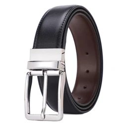 Reversible Pin Buckle Men's Belts Real Leather Male Belt for Man High Quality Designer Fashion Jeans Waist Strap Luxury Business