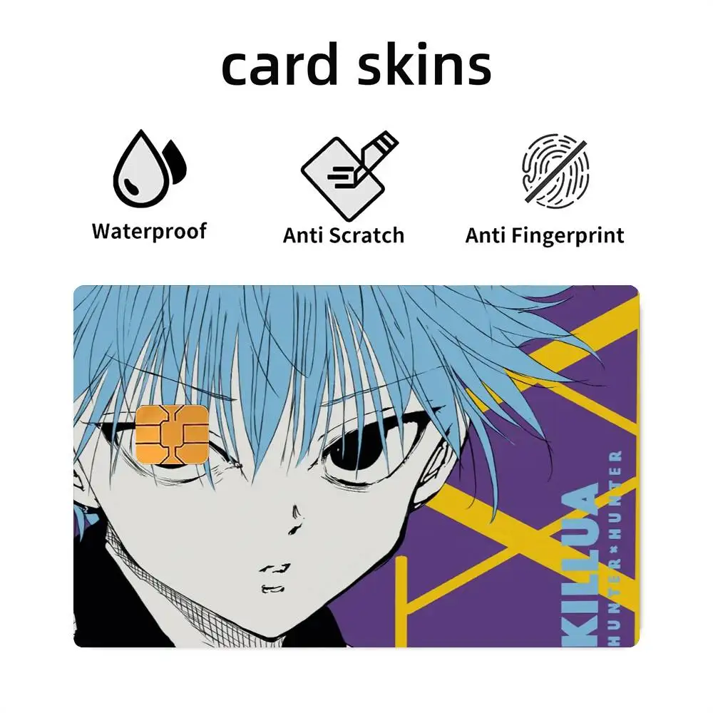 هنتر X هنتر أنيمي بطاقة ملصقات ملصق مائي 4 قطعة بولي كلوريد الفينيل جلود بطاقة الائتمان القابلة للإزالة ذاتية اللصق طبقة رقيقة واقية